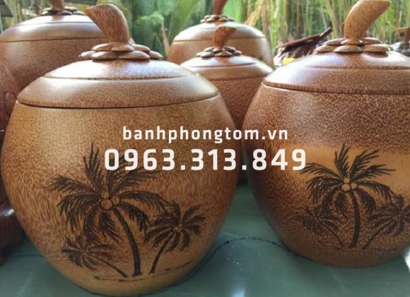 Bình giữ ấm trái dừa sản phẩm nghệ thuật từ bàn tay bình dân